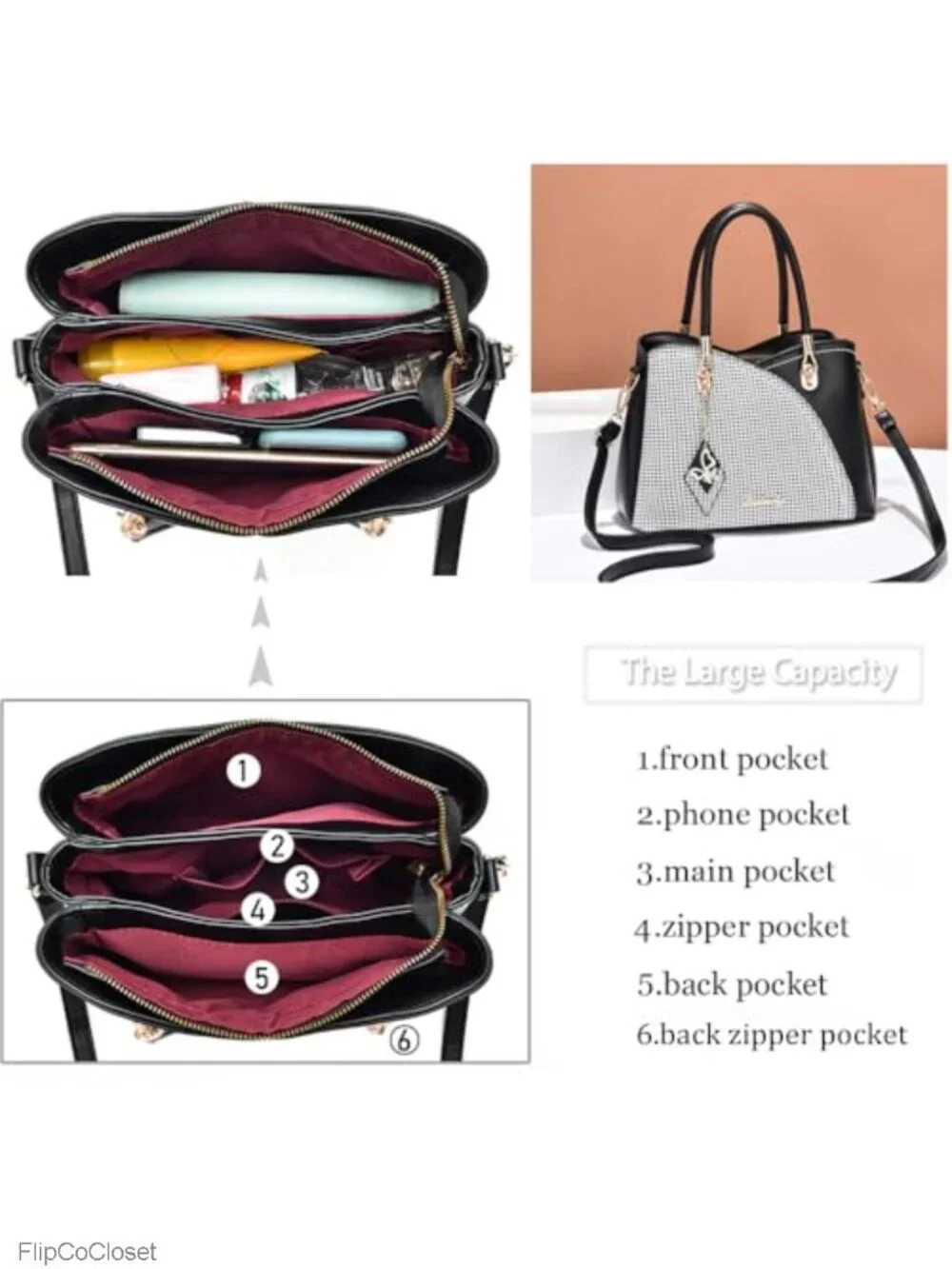Faux Leather Satchel Tote Bag Top Handle Shoulder Handbag for Women